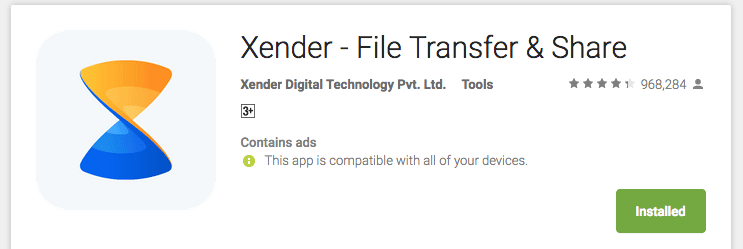 Xender star rating and reviews image